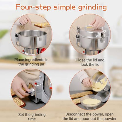 BI-DTOOL Electric Grain Mill Grinder 2000g Stainless Steel Pulverizer 36000r/min High-speed Grain Mill 3500W Dry Material Grinding Machine 270° swingable Superfine powder for Home and Commercial - size: 2000G