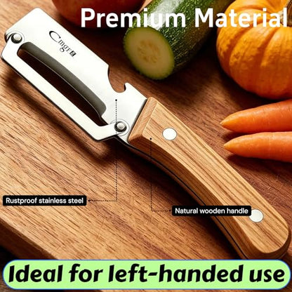 Maxjoy Vegetable Peeler, Stainless Steel Blade, Wooden Handle - color: Brown#Silver-12