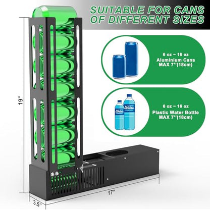 Electric Can Crusher: 8oz/12oz/16oz Automatic Crusher, Loads 8 Cans for Sequential Crushing with Auto-Eject, Heavy Duty for Recycling Soda, Beer & Plastic Bottles