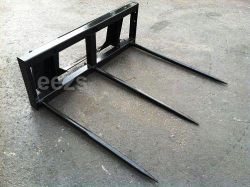 Skid Steer Attachment, 3 x 49" Hay Bale Spear, Rated 3000 LB, Quick Attach - size: 3 x 49"