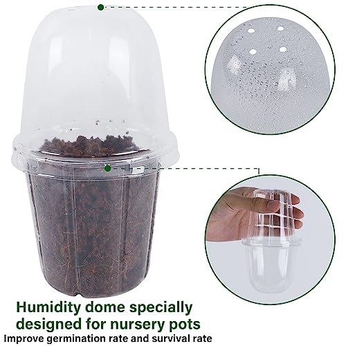 winemana 36 Set Nursery Pots with Humidity Dome, Clear Nursery Pots for Plants, Seed Starting Pots with Drainage Holes & Plant Labels for Vegetables Flowers Garden Plants - size: Clear