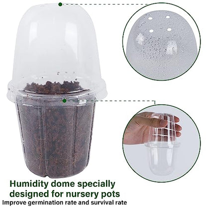 winemana 36 Set Nursery Pots with Humidity Dome, Clear Nursery Pots for Plants, Seed Starting Pots with Drainage Holes & Plant Labels for Vegetables Flowers Garden Plants - size: Clear
