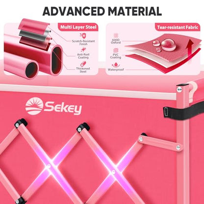 Sekey Lightweight Collapsible Wagon, 220 lb Capacity, Quick-Fold Cart - color: Pink