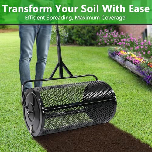 24 Inch Compost Spreader, Metal Mesh Peat Moss Spreader for Lawns - size: 24 Inch
