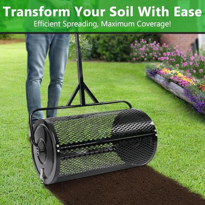 24 Inch Compost Spreader, Metal Mesh Peat Moss Spreader for Lawns - size: 24 Inch