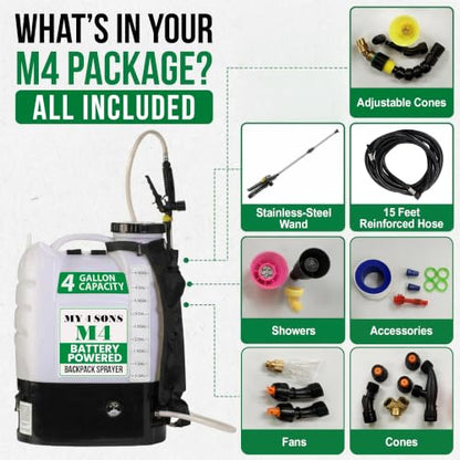 M4 Battery Powered Backpack Sprayer - 20V Dewalt Battery Compatible - size: M4 Dewalt Compatible