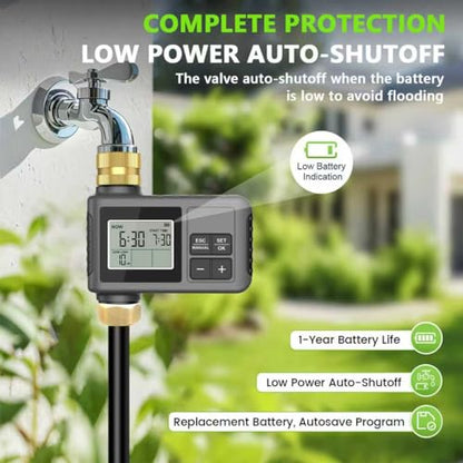 120FT Drip Irrigation System with Smart Water Timer - size: 120Ft Brass Fitting with Timer