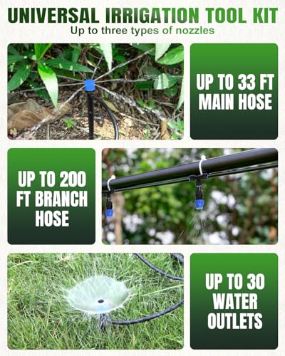 230FT Drip Irrigation System with 1/2" 1/4" Irrigation Tubing and Emitters - size: 232 FT