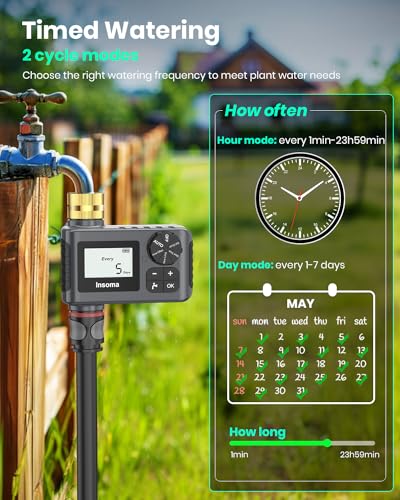 Sprinkler Timer with Brass Swivel, Programmable Water Timer for Outdoor Garden Hose, Hose Timers with Rain Delay/Manual/Auto Mode, Drip Irrigation and Lawn Watering System, 1 Outlet - size: 1 Outlet