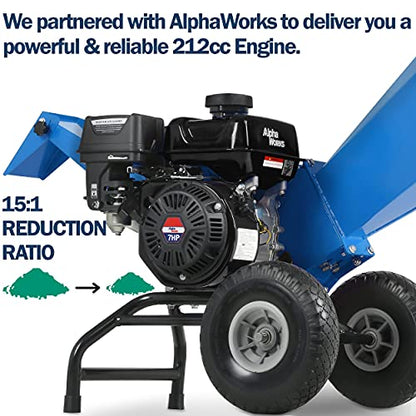 Landworks Wood Chipper 3 in 1 Multi-Function 3" Inch Max Capacity & Wood Chipper Compact Rotor Assembly Design 3" Inch Max Capacity