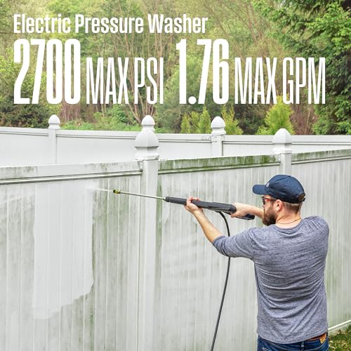 Westinghouse WPX2700e Electric Pressure Washer, 2700 Max PSI and 1.76 Max GPM, Induction Motor, Onboard Soap Tank, Spray Gun and Wand, 5 Nozzle Set, for Cars/Fences/Driveways/Homes/Patios/Furniture - style: 2700 Max PSI