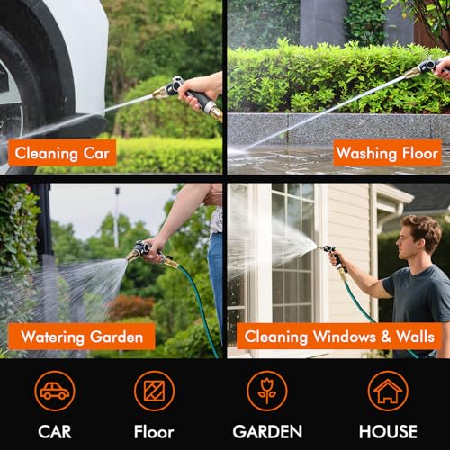 RESTMO Garden Hose Nozzle, Heavy Duty Water Hose Sprayer Nozzle, Silver - color: Silver, size: 4 Watering Patterns