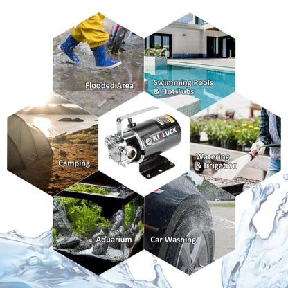 Water Transfer Pump, 115V 1/10HP 330GPH Utility Water Pump Electric With 6ft Suction Hose Kit, Portable Small Water Pump For Pool Draining, Removing Water From Rain Barrel, Aquariums, etc. - style: 1/10HP
