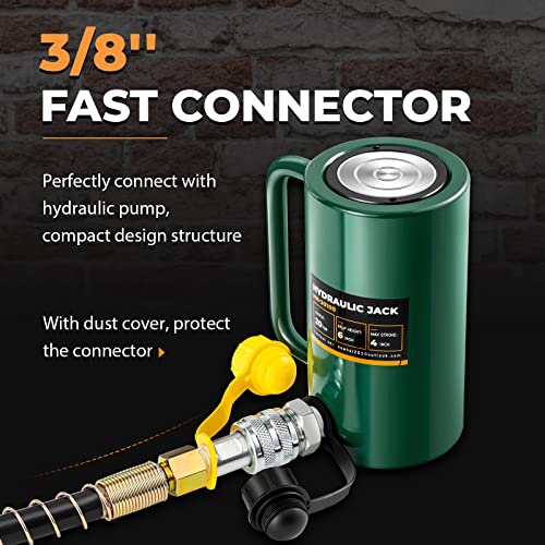 Newhai 20T Hydraulic Jack Ram, 4" Stroke Auto Retraction, Single Acting - style: 20 ton