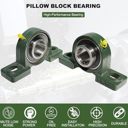 2 Pack UCP207-22 Pillow Block Bearing - 1-3/8" Mounted Pillow Block Bearings Solid Cast Iron Base - Self Alignment(207) - style: UCP207-22