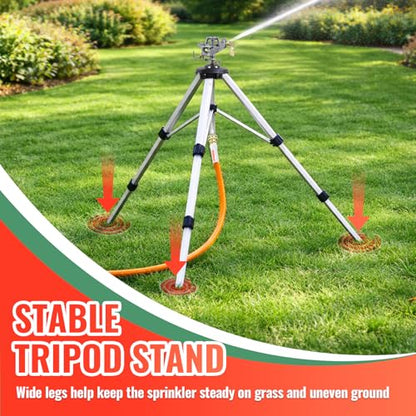 YAMATIC Impact Sprinkler, 21-50in Height Adjustable Tripod Base, 1 PCS