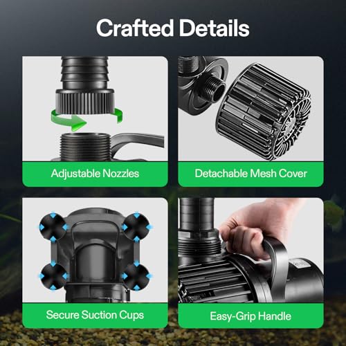 VIVOSUN 1600GPH Sub Water Pump for Pond Waterfall, Statuary, Hydroponics - color: Black Round, size: 11"×7"-1600