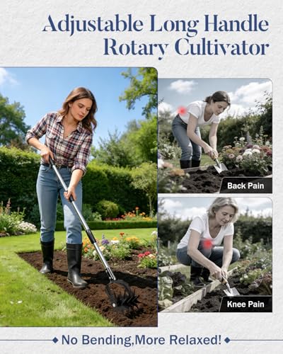 Joyhalo Rotary Cultivator Garden Tool Manual Hand Tiller