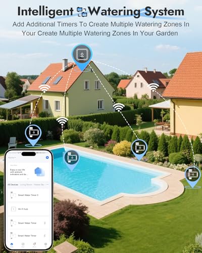 WiFi Water Timer Brass Inlet, 1-Zone Smart Hose Faucet Timer App & Voice Control via 2.4GHz WiFi, Sprinkler Timers w/Auto/Manual/Rain Delay Modes for Garden/Lawn, Works with Alexa & Google Assistant - size: 1 Zone-Metal-WiFi
