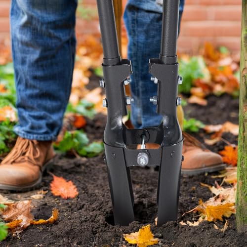 VEVOR 57.5" Post Hole Digger, Heavy Duty Post Hole Digger with Carbon Steel Measurement Handle, Manual Hole Digger with Metal Blade, for Digging, Cultivating, Yard Work, Gardening - style: Carbon Steel