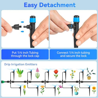Adjustable 1/4" Drip Irrigation Drippers for Garden Irrigation System,20 PK - size: 20pcs Drip Emitters with Lock Barb