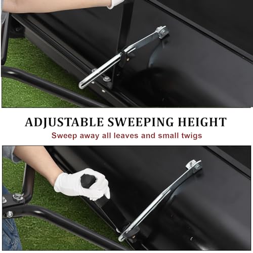 Patikuin 44-Inch Tow Behind Lawn Sweeper with 12 Cu.ft Capacity - Adjustable Height Leaf & Grass Catcher for Tractor, ATV, UTV - Easy Dump Rope, Heavy Duty Yard Cleaning Equipment for Large Properties - size: 44inch
