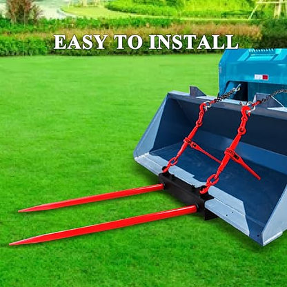 49" Hay Spear, Bale Spears 3000lbs Loading Capacity, Skid Steer Loader Tractor Attachment 2pcs Spears,Dual Hay Bale Spear