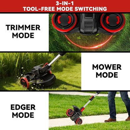 20V Electric Weed Wacker with Wheels, 5.2Ah Battery & Charger, K&GO Force