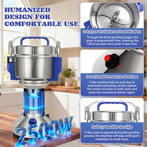 Moongiantgo 500g Electric Grain Mill Flour Grinder, 110V - size: 500g Upright Type