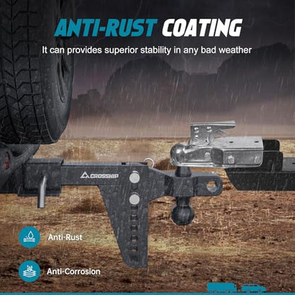 Adjustable Drawbar Trailer Hitch - Fits 2.5'' Receiver, 6'' Drop/Rise Ball Mount, Solid Dual Ball (2" x 2-5/16") Tow Hitch 26,000 LBS GTW, Heavy Duty Truck with Pin for Class III & IV - size: 2.5" 6Drop-Dual Ball