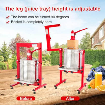 7.93 Gallon / 30L Hydraulic Fruit Wine Press and 1100W Apple Grinder Combo