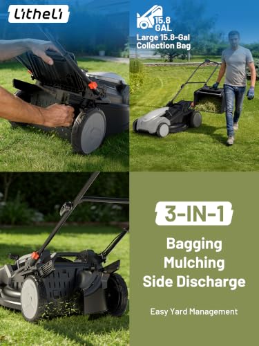 Litheli 21" Cordless Lawn Mower, 2 x 8.0Ah Battery Powered Lawn Mower - size: 21"