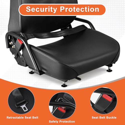 Universal Forklift Seat, Go-kart Seat, Curved Back, Retractable Safety Belt