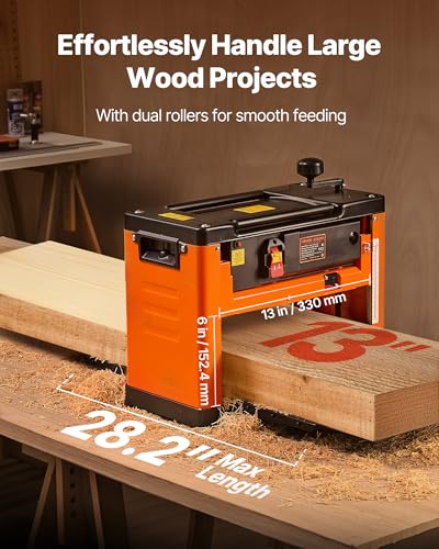 VEVOR 13-Inch Thickness Planer Three-Blade Power Benchtop Planer 2000W - color: Single Speed 3 Blade