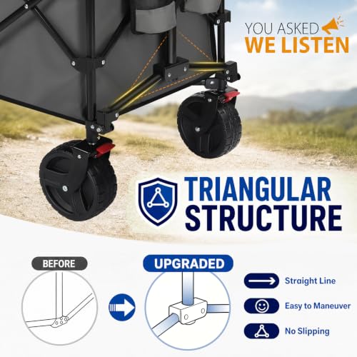 Sekey 300L Extended Collapsible Wagon, 660 lb Capacity, 48 in Long - color: Gray