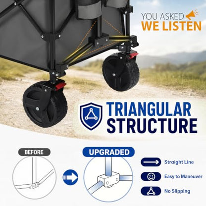 Sekey 300L Extended Collapsible Wagon, 660 lb Capacity, 48 in Long - color: Gray