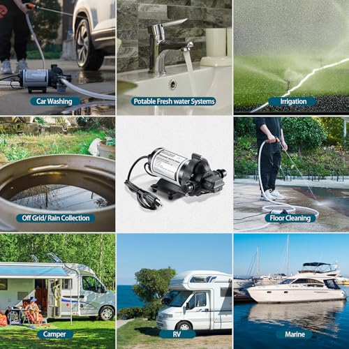WASSERMANN RV Water Pumps 115V AC Pressure Pump with Pressure Switch, Self-priming Water Pump 4.0GPM 45PSI, Fresh Water Pump for RV, Kitchen Barthroom Camping Marine Yacht Garden Diaphragm Pump115volt - color: White06