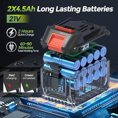 Weed Eater 21V Cordless Weed Wacker, 4-in-1 Trimmer with 2x4.5Ah Batt & Brushless