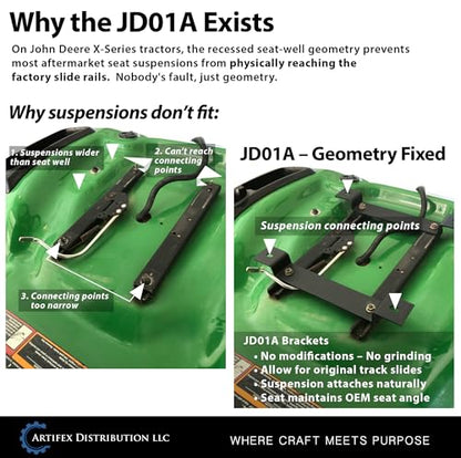 JD01A Seat Suspension Adapter for John Deere X300/X500 Lawn Tractors