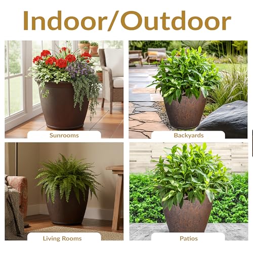 Sunnydaze Anjelica 24'' Large Plastic Planter Pot for Plants, Rust - color: Rust, size: 24 in