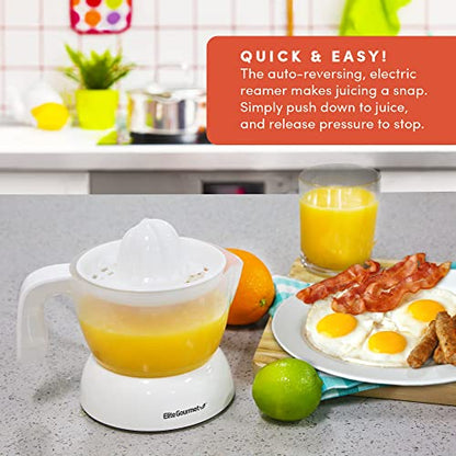 Elite Gourmet ETS-411 Electric Citrus Juicer, Compact 30-Watt, 16 oz, White