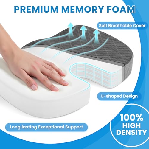TushGuard Memory Foam Office Chair Seat Cushion - Dark & Light Grey, Large - color: Dark&light Grey, size: Large