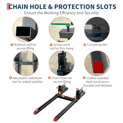 Clamp On Pallet Forks, 60 Inch Tractor Bucket Forks 2000 LBS Capacity - size: 60-inch