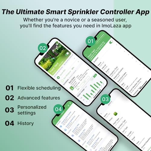 ImoLaza 4 Zone WiFi Smart Sprinkler Controller, ET Master Irrigation Timer - color: White-4 Zone