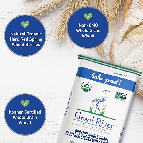Great River Milling Organic Hard Red Spring Wheat Berries, Non-GMO, 25 lb