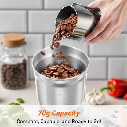 Secura Electric Coffee Grinder and Spice Grinder with 2 Stainless Steel Blades Removable Bowl | 2 Stainless Steel Blades Removable Bowls, For Spice, Coffee Bean, Dry and Wet Ingredients Grinding - color: Stainless, size: 2 removable bowl