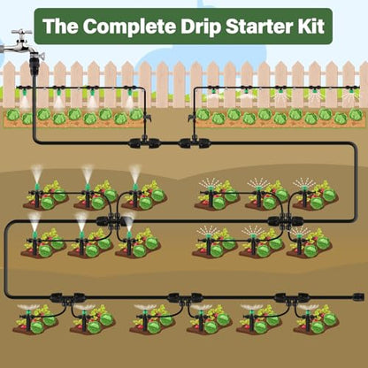 133FT Quick-Connect Drip Irrigation Kit with 30 Drip Emitters,3 Spray Types - size: 133FT Drip Irrigation System Kit