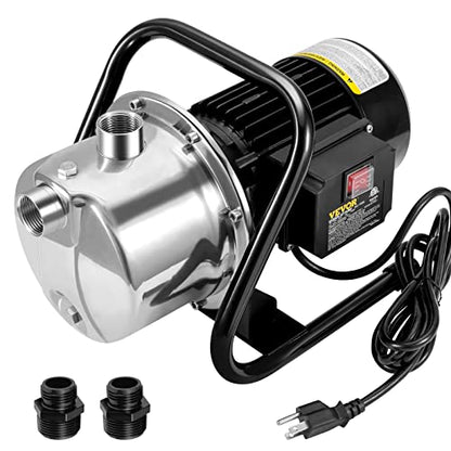 VEVOR Shallow Well Pump, 1.1 HP 115V, 978 GPH 131 ft Height, 40psi Max Pressure, Portable Stainless Steel Sprinkler Booster Jet Pumps for Garden Lawn Irrigation system, Lake Fountain, Water Transfer - style: 1.1 HP with Handle