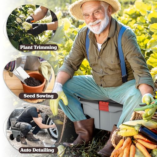 Pure Garden Rolling Garden Cart with Seat, Gray - color: Grey