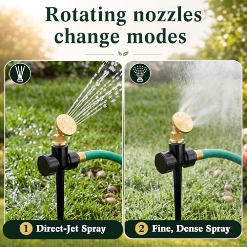 Tioncy 4 Pack Metal Lawn Sprinkler for Yard with Brass Nozzle & Aluminum Alloy Spike Base, Adjustable Automatic Garden Sprinkler System with Screen Gasket for Lawn Garden Yard Greenhouse(Black) - color: Black